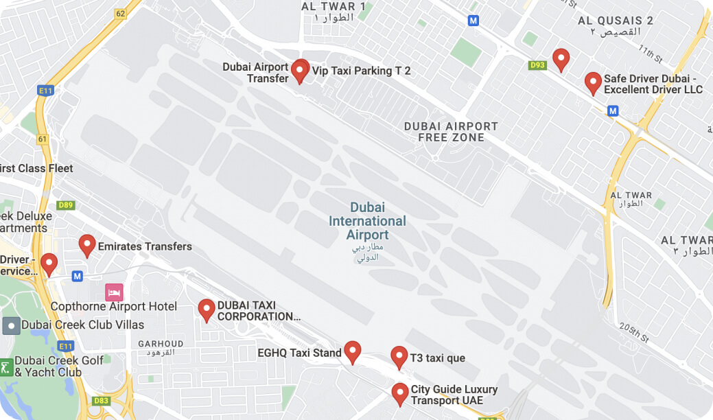 dubai airport taxi map